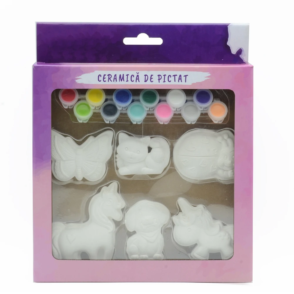 20pcs Kids DIY Painting Ceramic Christmas Ornaments Kit with 6 Figurines, 12 Paint Pots, 2 Brushes