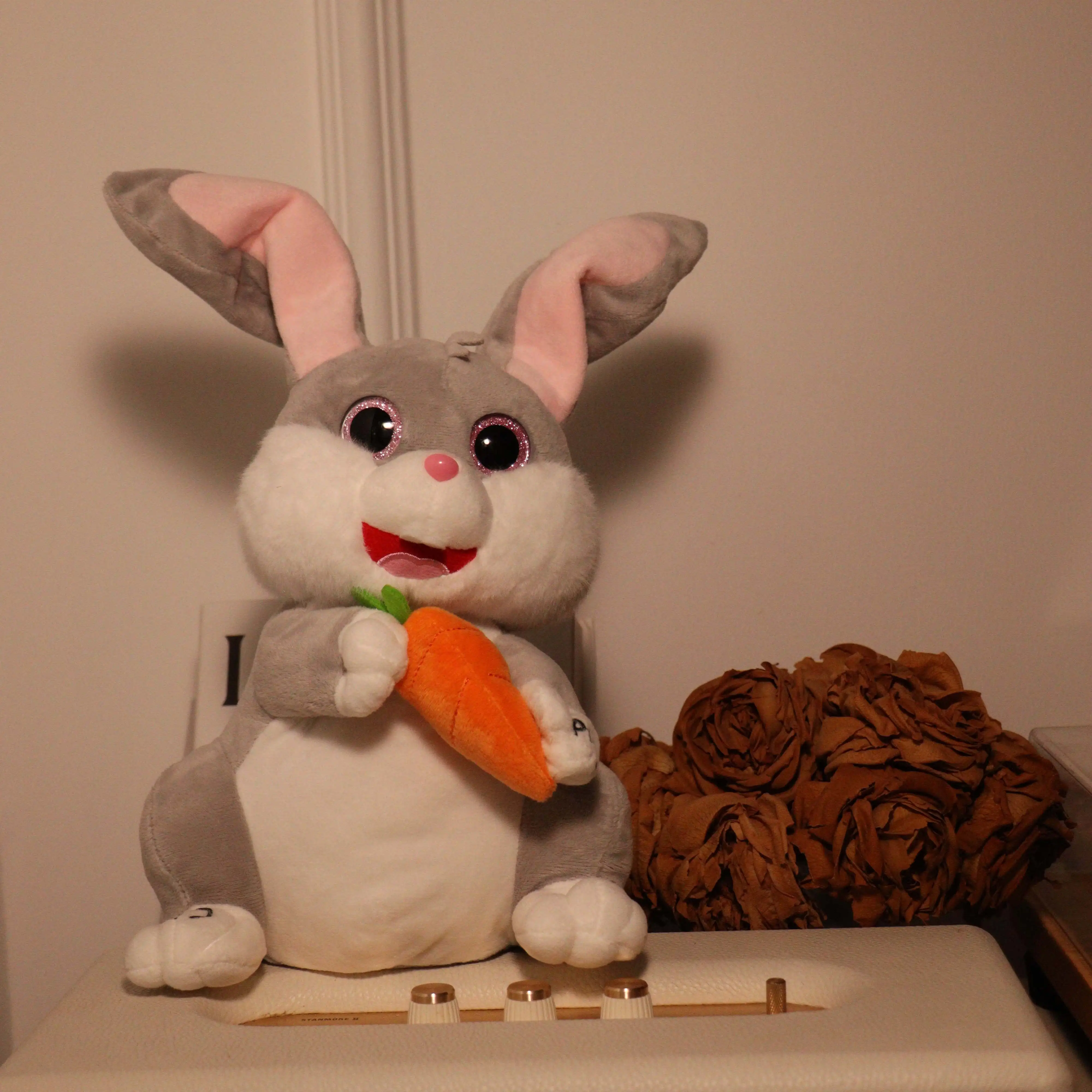 Wholesale Cheap	skin-friendly safe Great Fun Play Game Radish Rabbit music box  talking toys stuff toys electronic plush toys