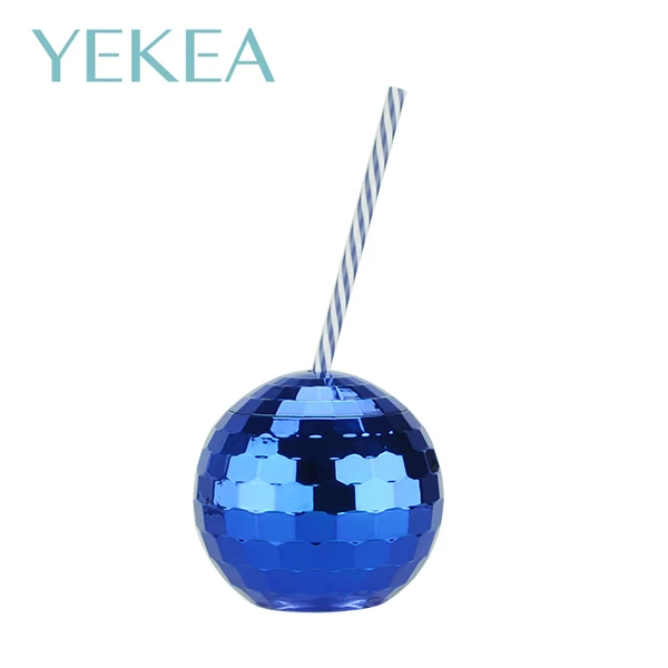 Yekea Creative 1200 Ml Single Wall Plastic Disco Ball Cup With Straw