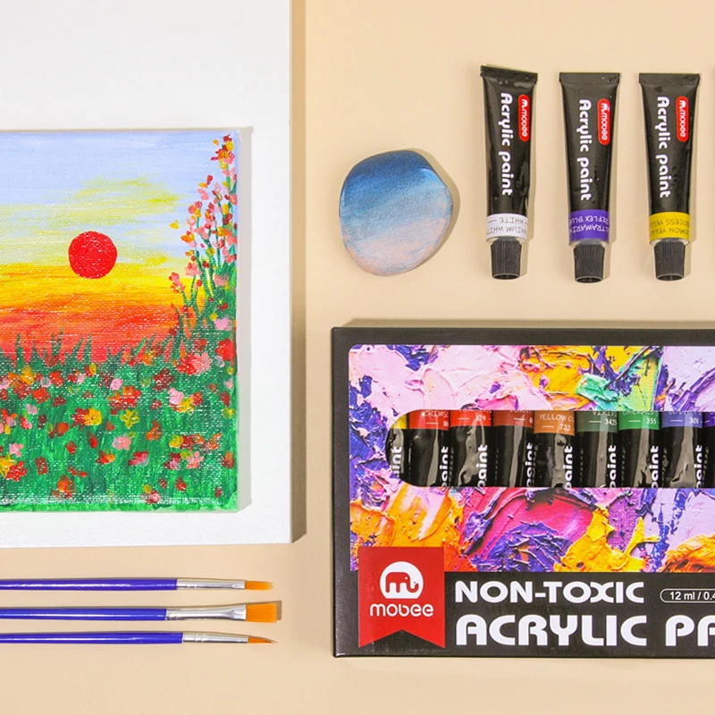 Gxin P-3001 acrylic art color paint Eco-friendly high pigment waterproof 12 colors children diy acrylic paint set  for students