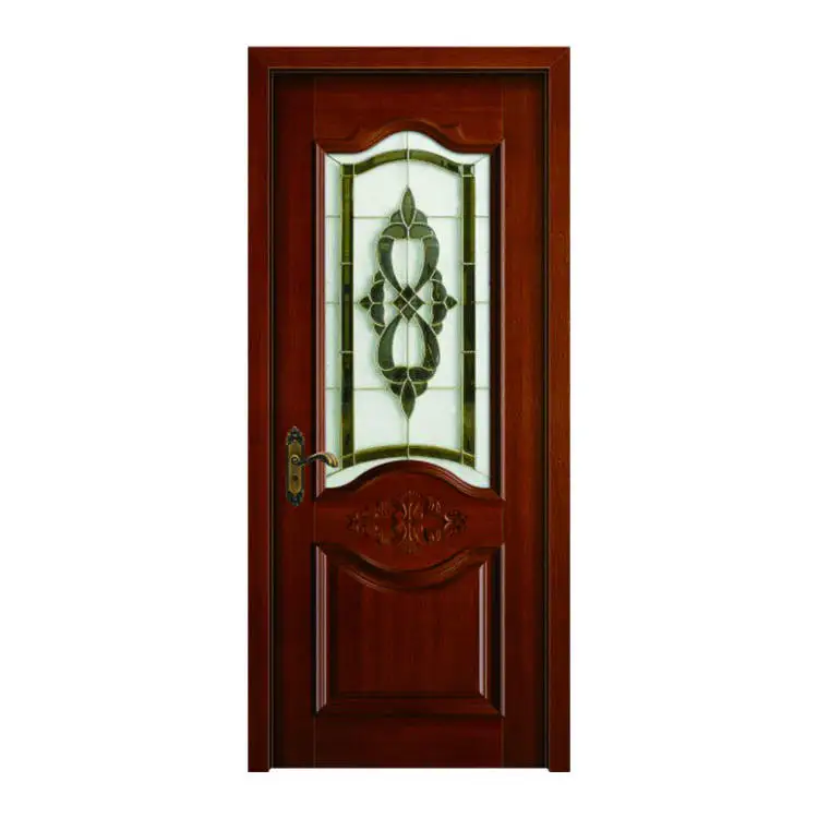Exterior Front Doors European French Architecture Style Wooden Door With Arched Glass