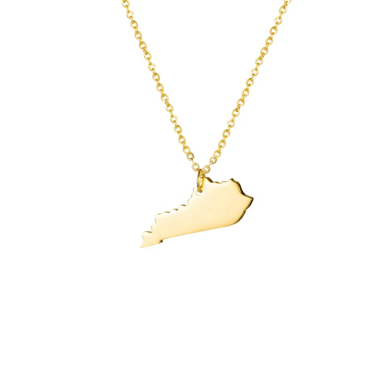 
Joycuff Personalized Jewelry Gold Silver Plated Metal Pendant Map Necklace Customized City 