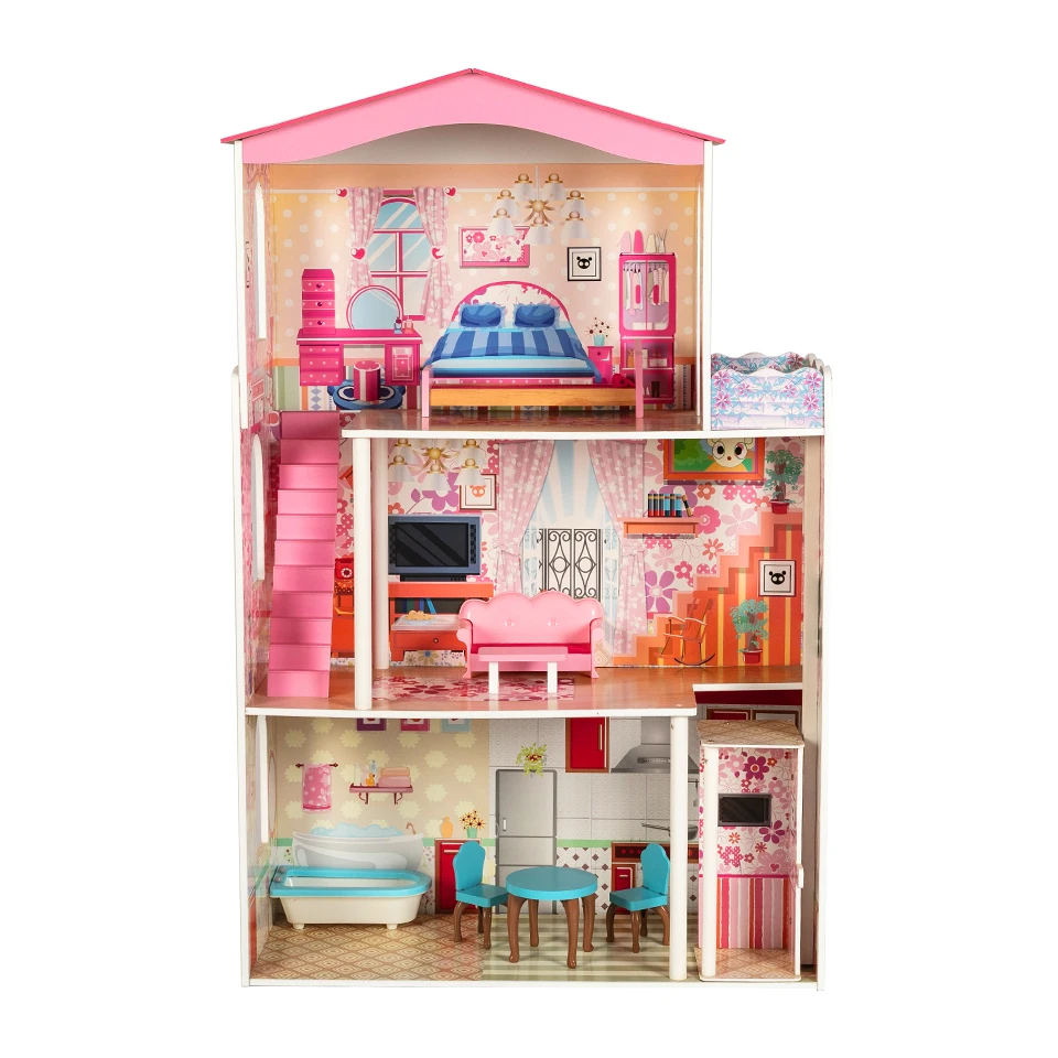 Wholesale Educational Furnitures Kids Wood Wooden Doll House for Girls