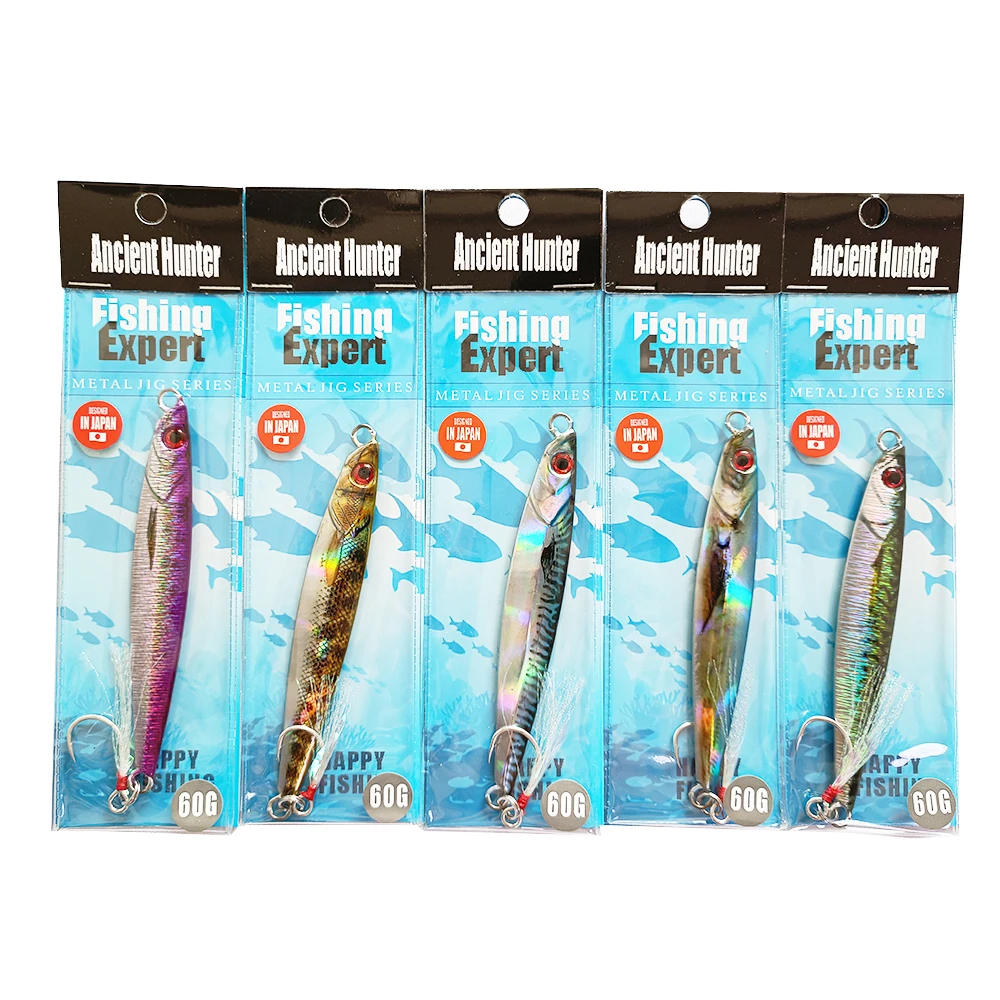 Ancient Hunter 1PCS/Bag shore Jigging  30G 40G 60G 80G  Metal 3D bionic printing shore jig With Mustad hook