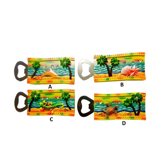 Resin fridge magnet souvenir beer bottle opener with custom logo