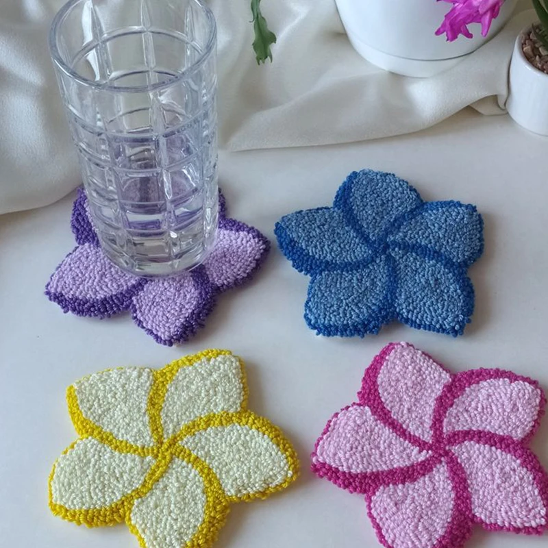 Cheap Cute Punch Needle Handmade Mug Rug Sofa Wine Custom Absorbent Coaster