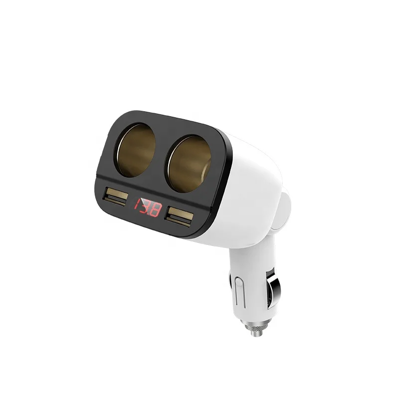 
Universal 12V 24V DC 5V 3.1A Fast Charge Cigarette Lighter Adapter Dual USB Car Charger With 2 Cig And Voltage Screen Display 