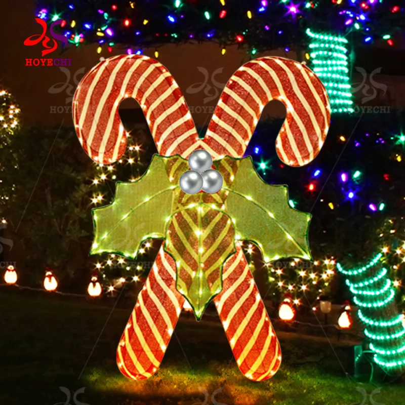 Custom Factory wholesale new 3D Christmas decoration candy cane shape Garden decoration