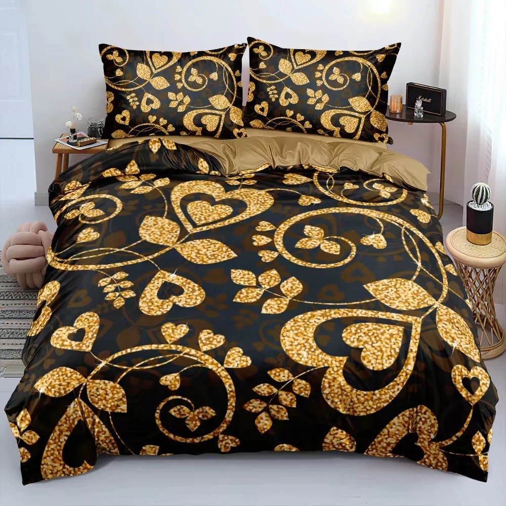 Customized Size Duvet Cover Set Brand Logo Bedding Set 3d Printing Duvet Cover Set Luxury Quality Printed Bed Sheets OEM 4 Pcs
