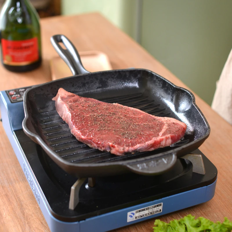 Cast Iron non-stick Skillet Steak / 26cm enamelled cast iron skillet/Broiler skillet for Home restaurant steak cooking
