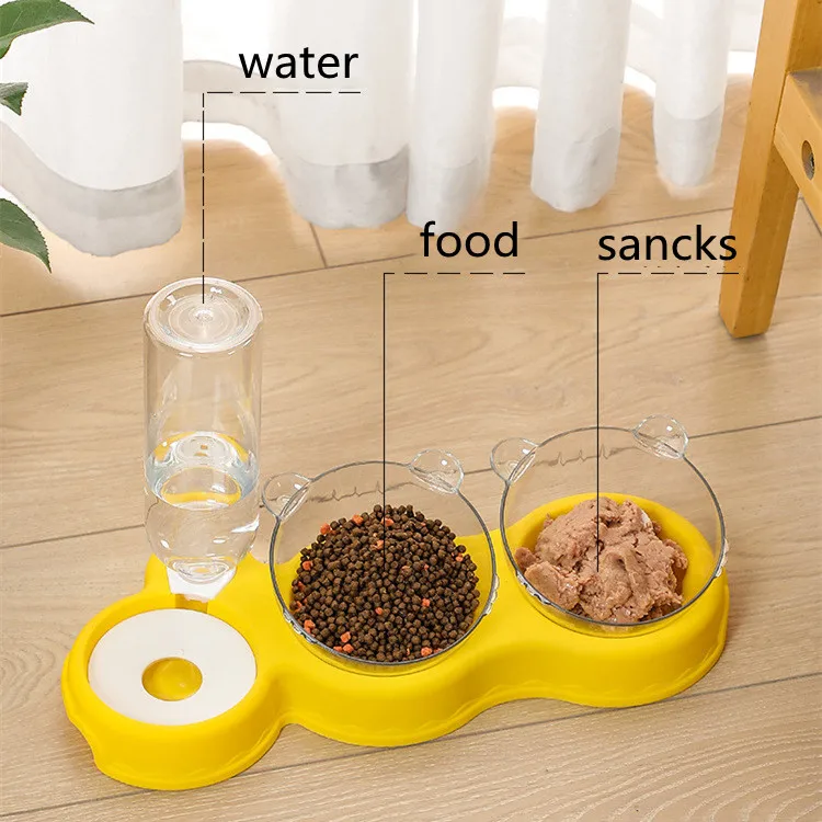 Hot Selling Cat Double Bowl Automatic Pet Bowl Feeder Water Bottle Dog Cat Bowl supplies Water Dispenser