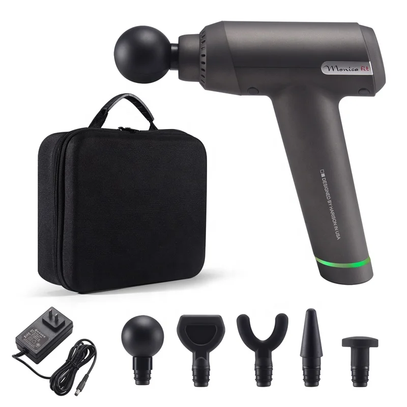 Новый качественный портативный массажный пистолет для массажа мышц тела с ЖК-дисплеем