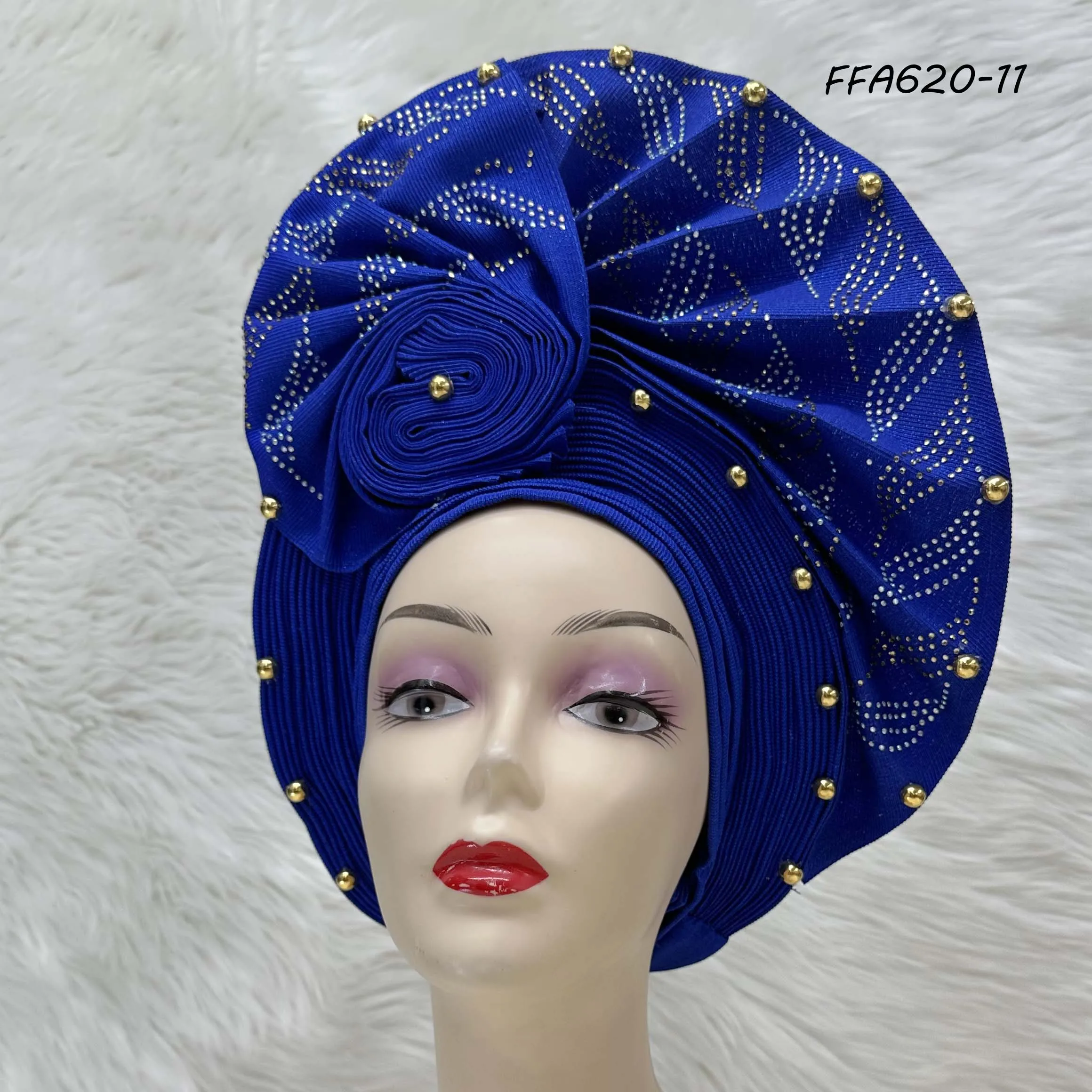 2024 beaded New Design Wholesale Aso oke auto Gele Fabric Headtie For African