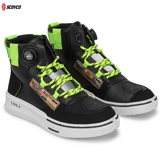 Mens Microfiber Speed Biker Motorcycle Dirtbike Boots For Men Shoes Motorsports Wear