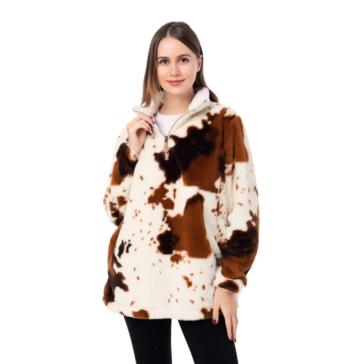Лидер продаж, Женский пуловер RTS из искусственного меха с принтом коровы
