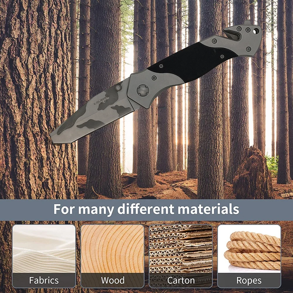 Wholesaler Multifunction Survival Jungle Emergency Folding Pocket Knife Outdoor Camping Knives with Clip Glass Breaker