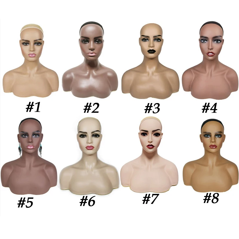 
PVC Training Mannequin Head with Shoulders for Wig Display 1 Piece Realistic Half Body Double Shoulder Hat Jewelry 