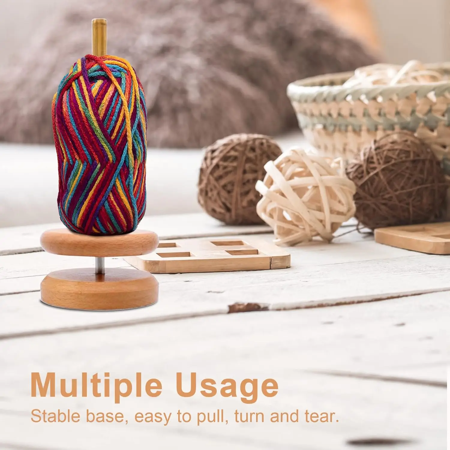 Portable Rotary Spinning Machine Hand Knitting Crochet Wooden Bobbin Holder Yarn Wool Ball Winder Blankets Ladders Racks Other