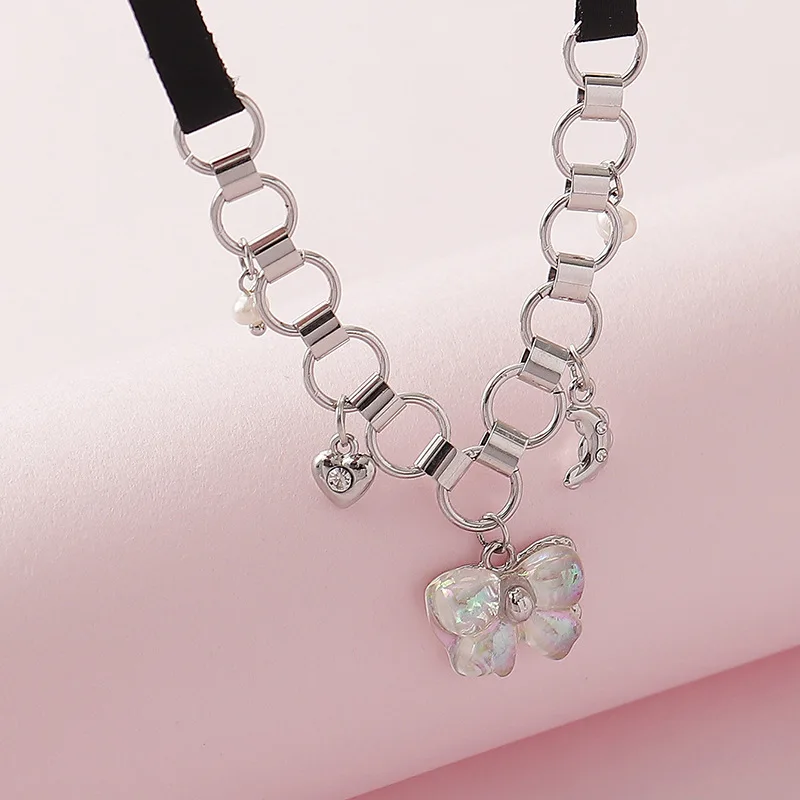 Cowboy hat cowboy boot sweet acrylic Bow Cross personality retro necklace