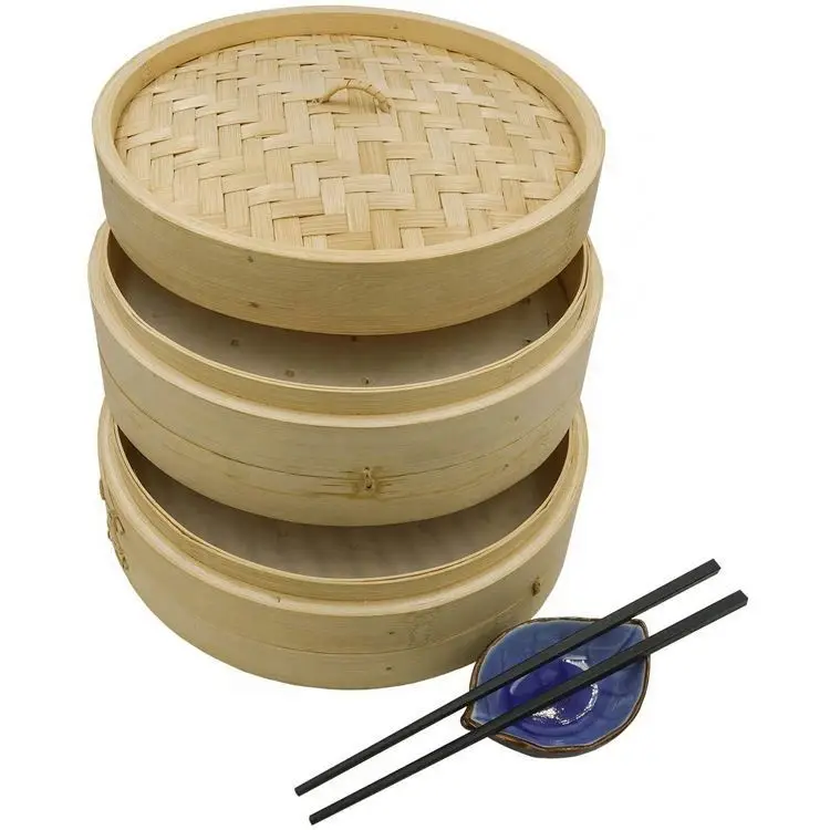 High-Quality Natural Handmade 10 Inch Bamboo Steamer Steam Basket For Dim Sum, Vegetables, Bao Buns & More
