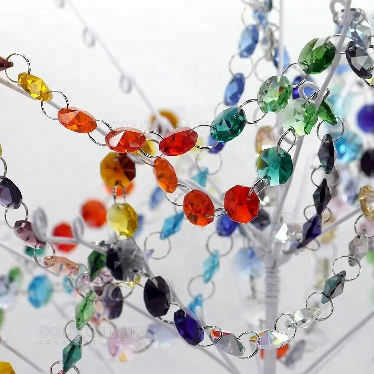 GOLDENHAITA 14mm Crystal Glass Octagon Beaded Garland, Crystal Curtain Chain for Chandelier, Lamp Lighting