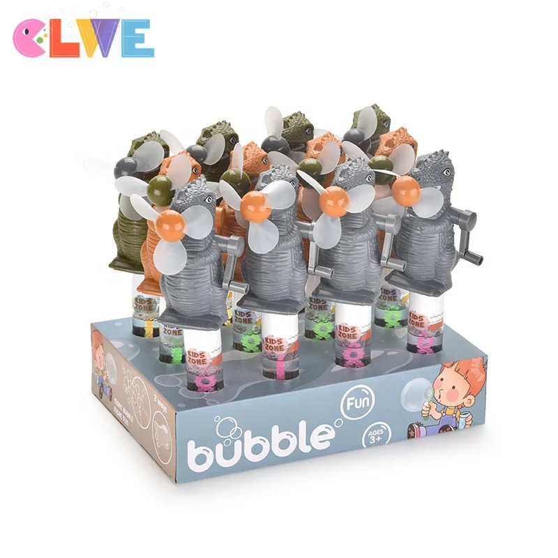 ABS novelty handheld fan bubble stick surprise gift for kids dinosaur feature handheld fan animal bubble stick  bubble wand