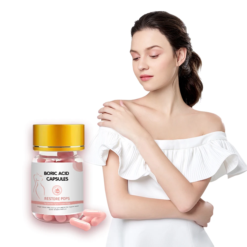 100% Herbal vaginal Pops Boric Acid Capsules Private label Vaginal Suppositories pink Peach