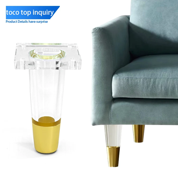 Toco Modern Decoration Clear Acrylic Dinning Table Chair Tube Legs 4pcs 30 Inch Furniture Protectors Sofa Legs Square