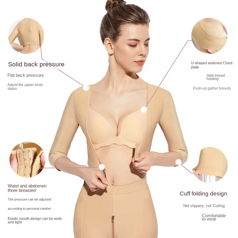 BBL Shapewear U-Shape Push Up Breast Compression Vest After Liposuction Open Bust Post Surgical 3/4 Sleeve Arm OP Shaper