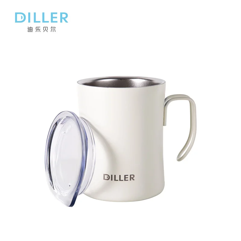 
Custom logo insulated travel coffee handle stainless steel mug with lid 