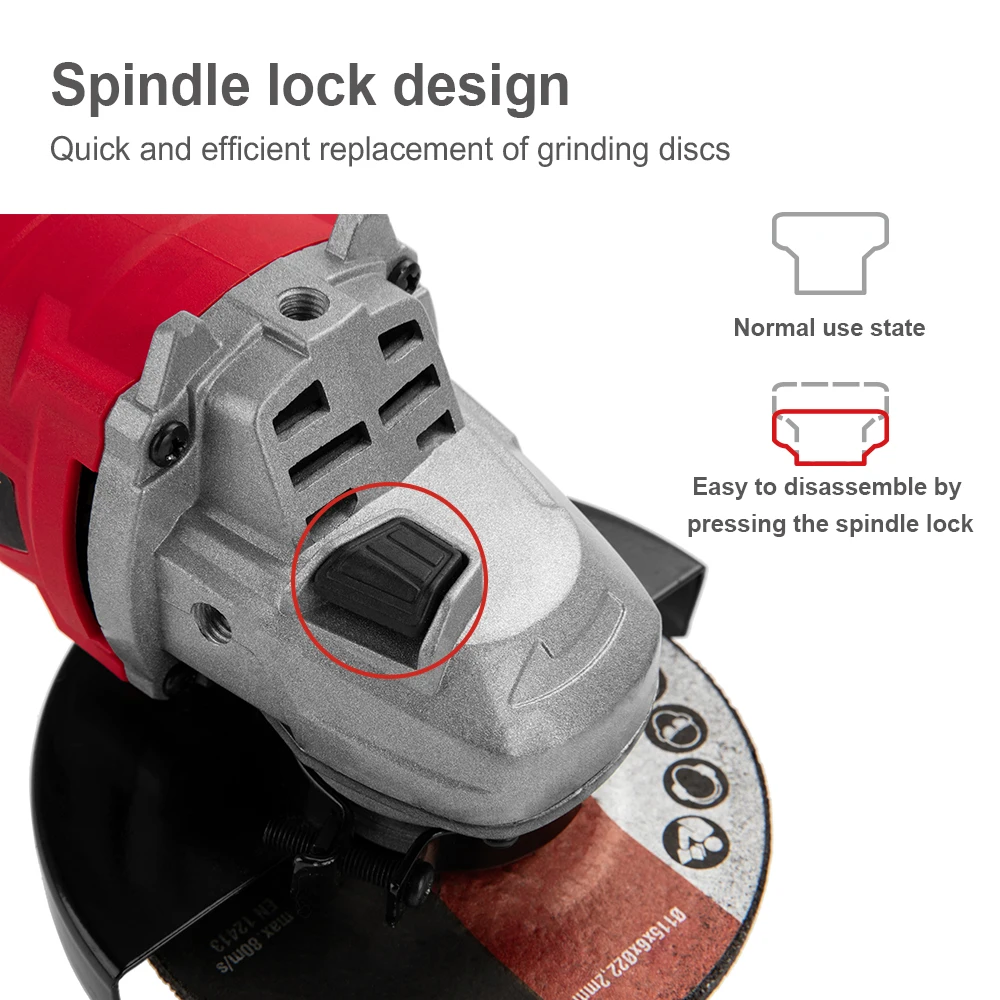 Heavy Duty Adjustable Speed Electric Power Tool Grainder Machine Portable Slide Switch Corded Angle Grinder Machine DIY M14 900W