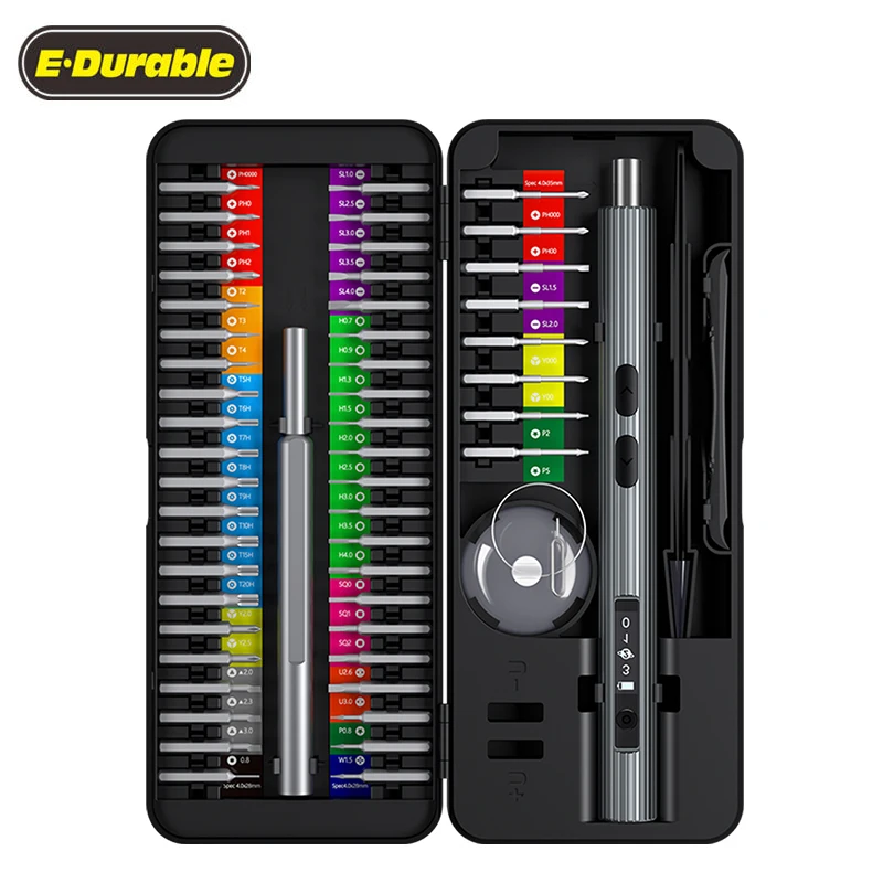 New Design 58 In 1 Mini Portable Electric Screwdriver Set with 50Pcs Replaceable S2 Steel Bits 3.7V Cordless Power Screwdriver