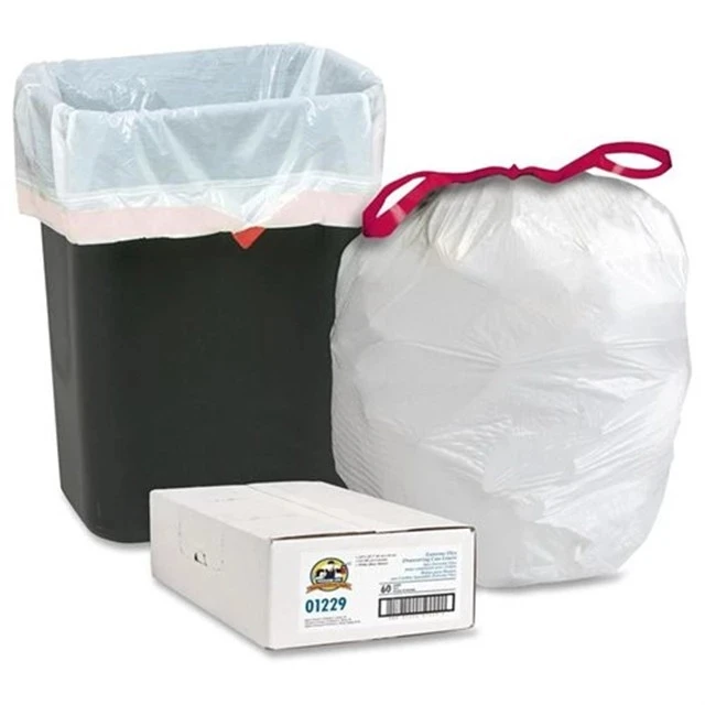 corn starch 100% biodegradable drawstring draw tape garbage bags with logo