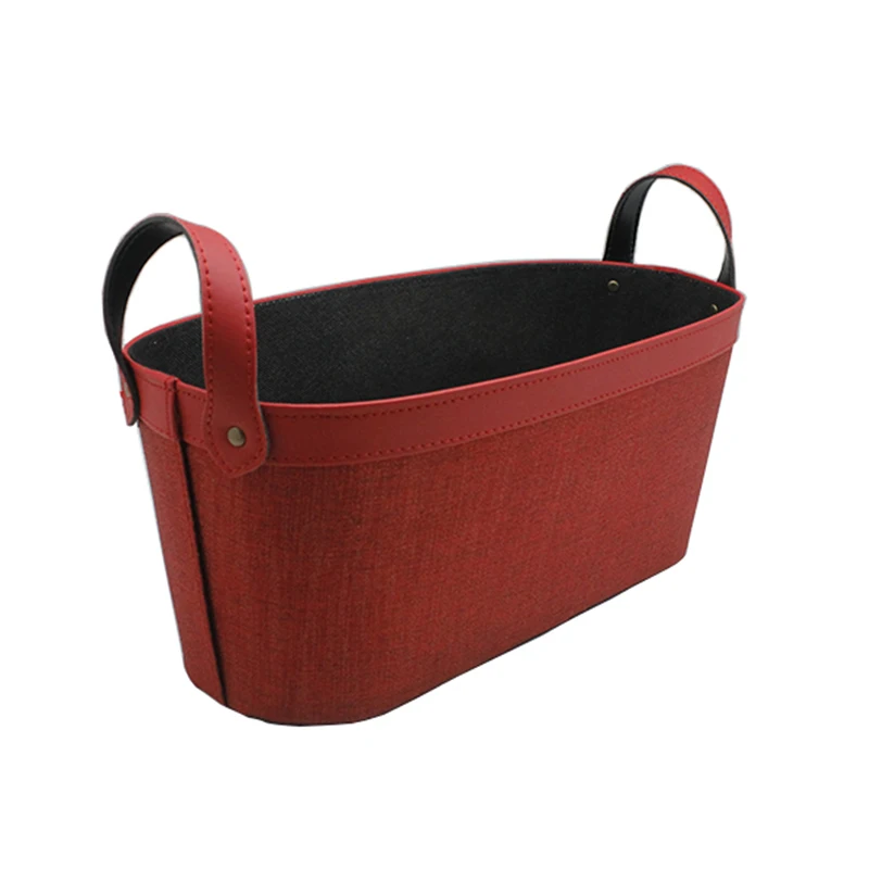 Fruits food and drink storage gift basket for christmas wedding birthday picnic party PU leather hotel gift