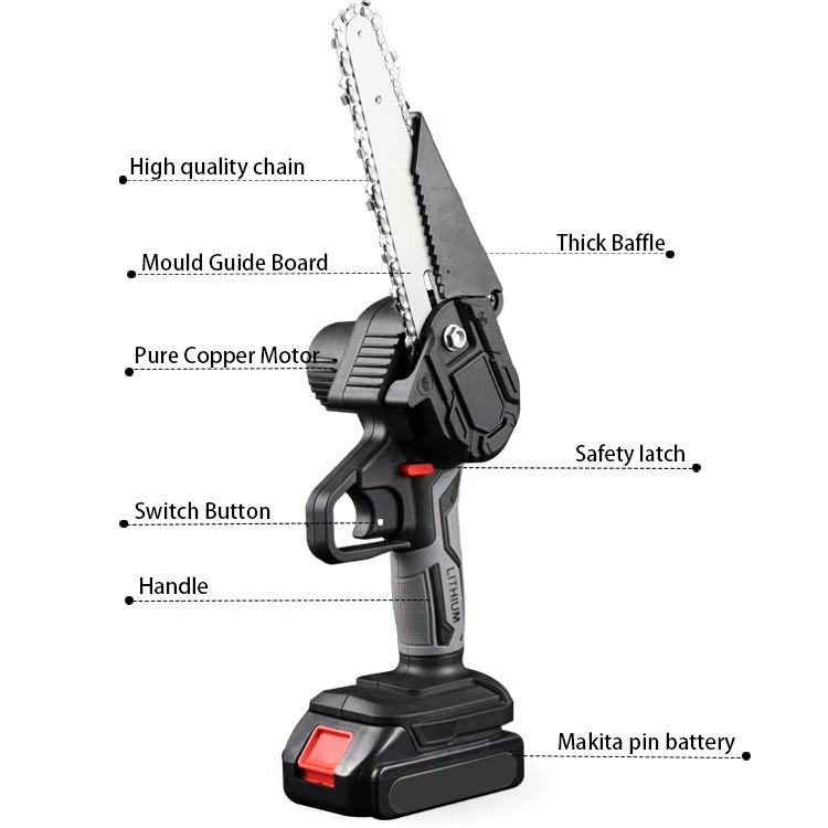 New li ion cordless portable mini electric chain saw machine wood cutter