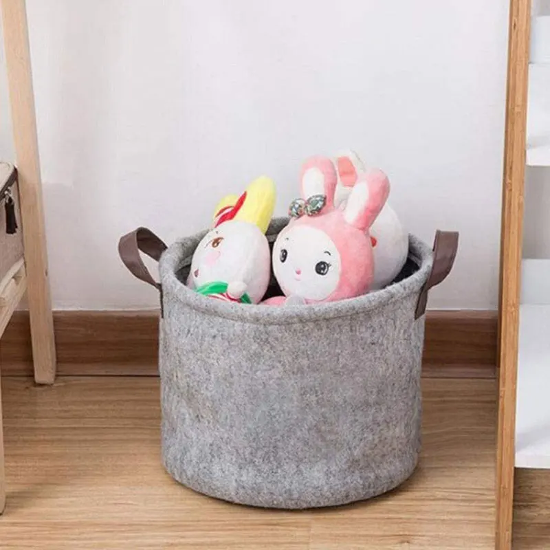 Custom Wool Felt Storage Baskets Dirty Clothes Toys Storage Bag Home Toy Book Folding Laundry Basket felt storage box