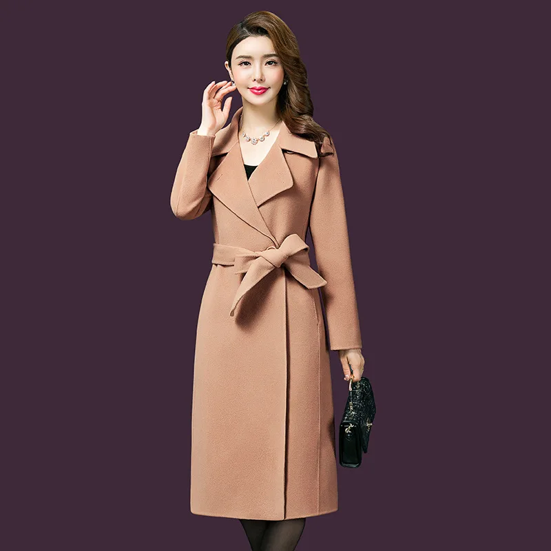 Luxury Custom Made Australian Private Label Purple Ladies Winter Warm Jacket Wool Long Shearling Mongolian Cashmere Coat