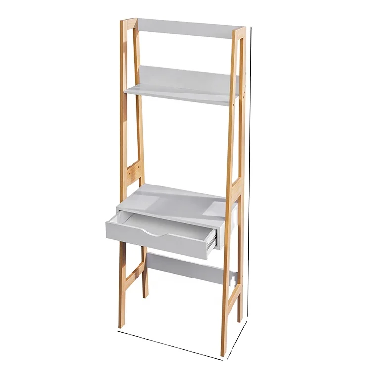 Hot Sells Free Standing Multifunctional Display BookShelf Wood Bookcase With Drawers Desk For Home