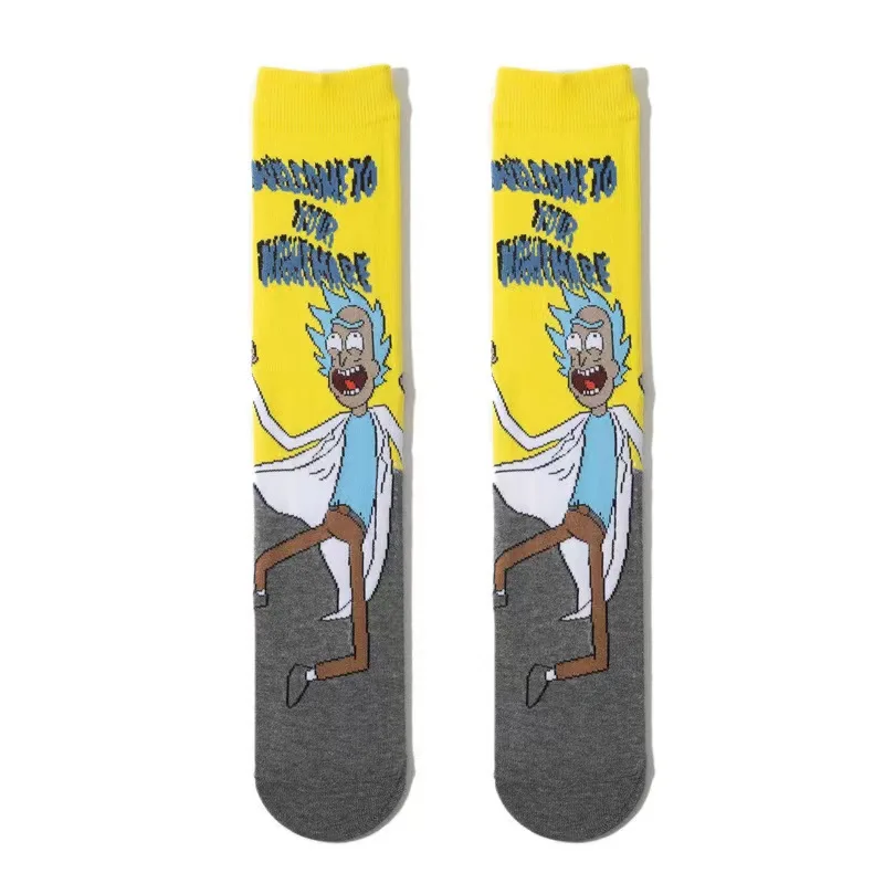 Wholesale anime Rick and Morty fashion tube socks manufacturer straight hair sailor socks