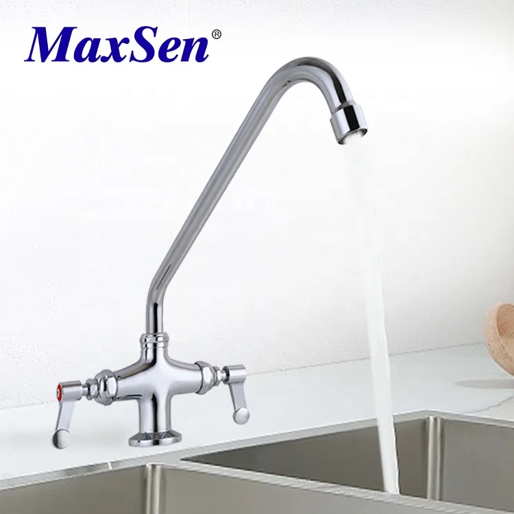 Deck Mounted Pantry Faucet with Gooseneck Spout Brass compression cartridge Cartridge and Lever Handle