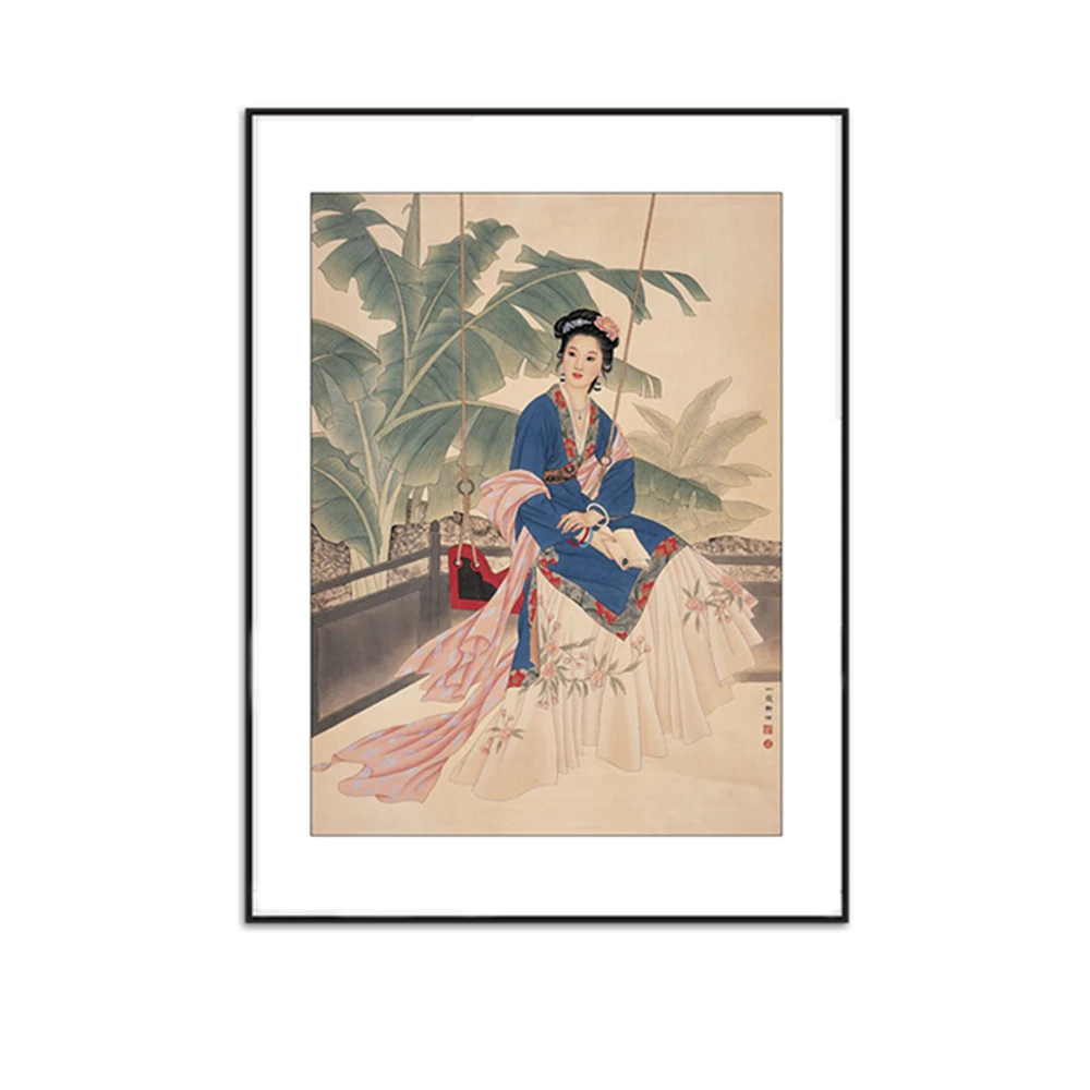 Chinese Classical Abstract Beatiful Girl Figure Painting
