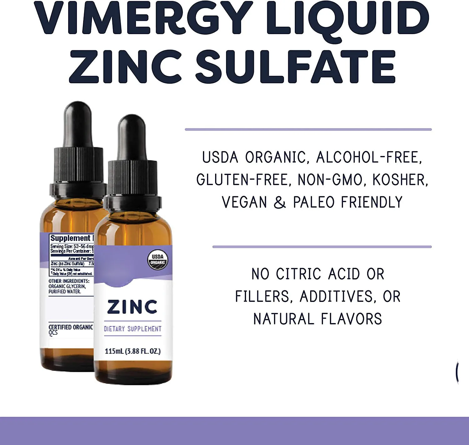 Bones Supplements Organic Vegan Oral Liquid Zinc Calcium Iron Vitamin D3 K2 Drops for Immune Support