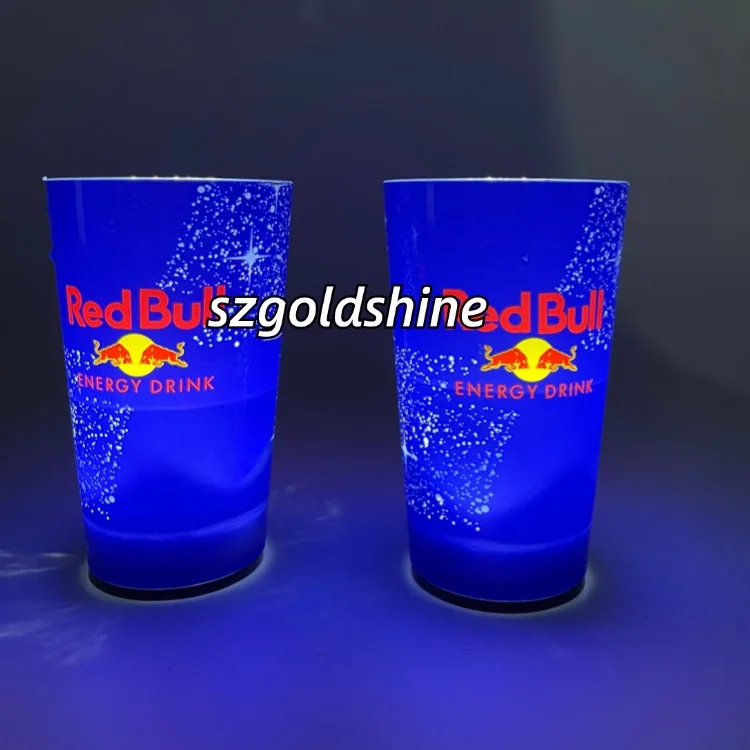 Water-Activated LED Plastic Cup Party Glow Cup with Light Sensing Flashing Features Led Red Bull Cup