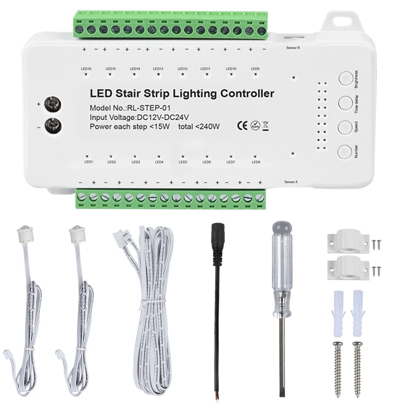 Smart Automatic staircase  support 16 step Led Human Sensor Stair Lighting Controller for stairs lights with CE certificate