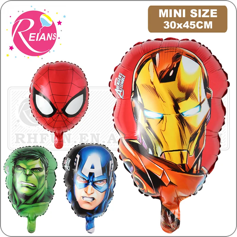 Cartoon Action Figures foil balloons super hero baby toys Green Captain USA Iron spider hero head helium balloon party decor