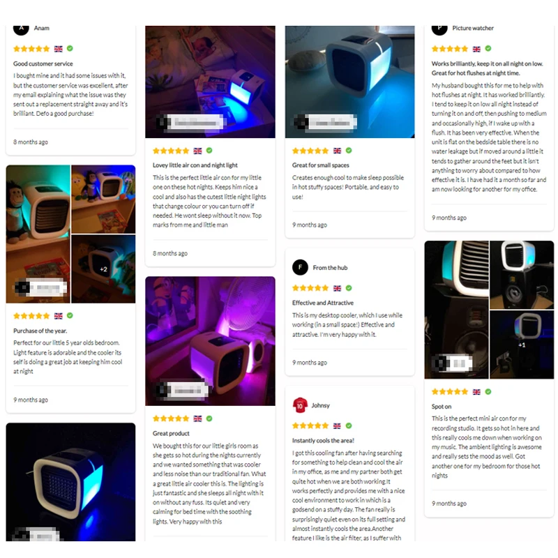 3-in-1 personal space USB portable mini personal air conditioner with 5 speeds 7 LED night lights for Home,Office and ROOM