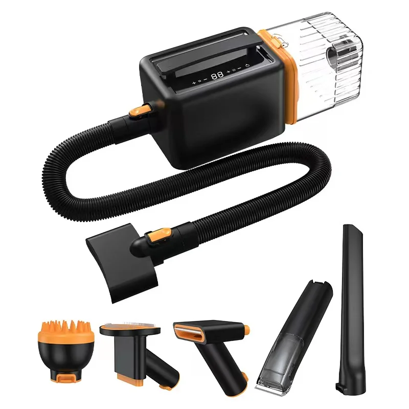 2800W Stepless Speed Pet Hair Dryer Blow & Vacuum 2 in 1 Hot and Cold Adjustable with 4 Nozzles 1 Dog Grooming Bruch 1 Pet Towel