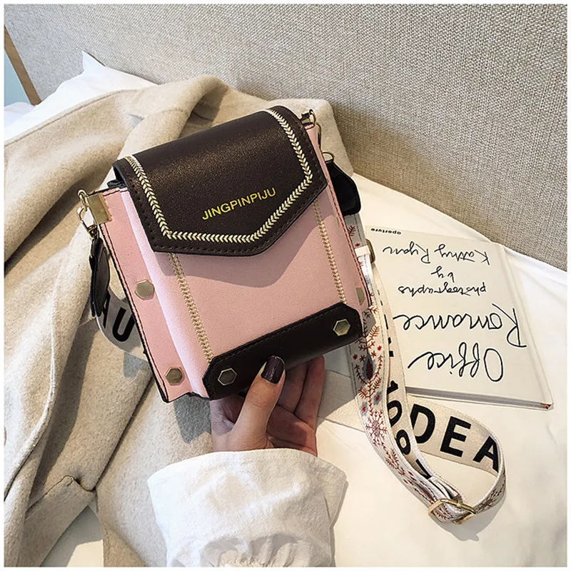 2021 custom female small square vintage leather messenger bags crossbody shoulder bag
