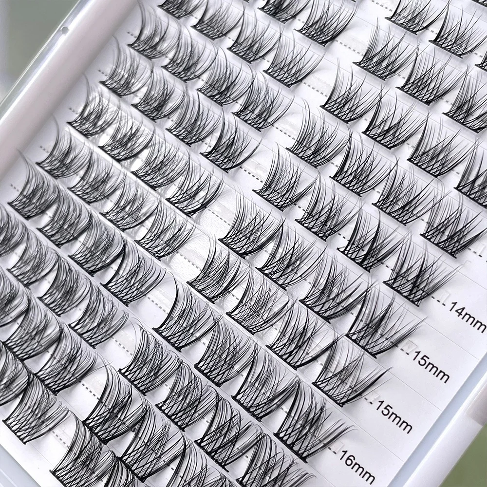 Fadvan Diy Eyelash Extension Kit 0.7 Thickness L Curl Lash Cluster Silk Segment Premade Lash Diy Lash Extension Kit Clear Band