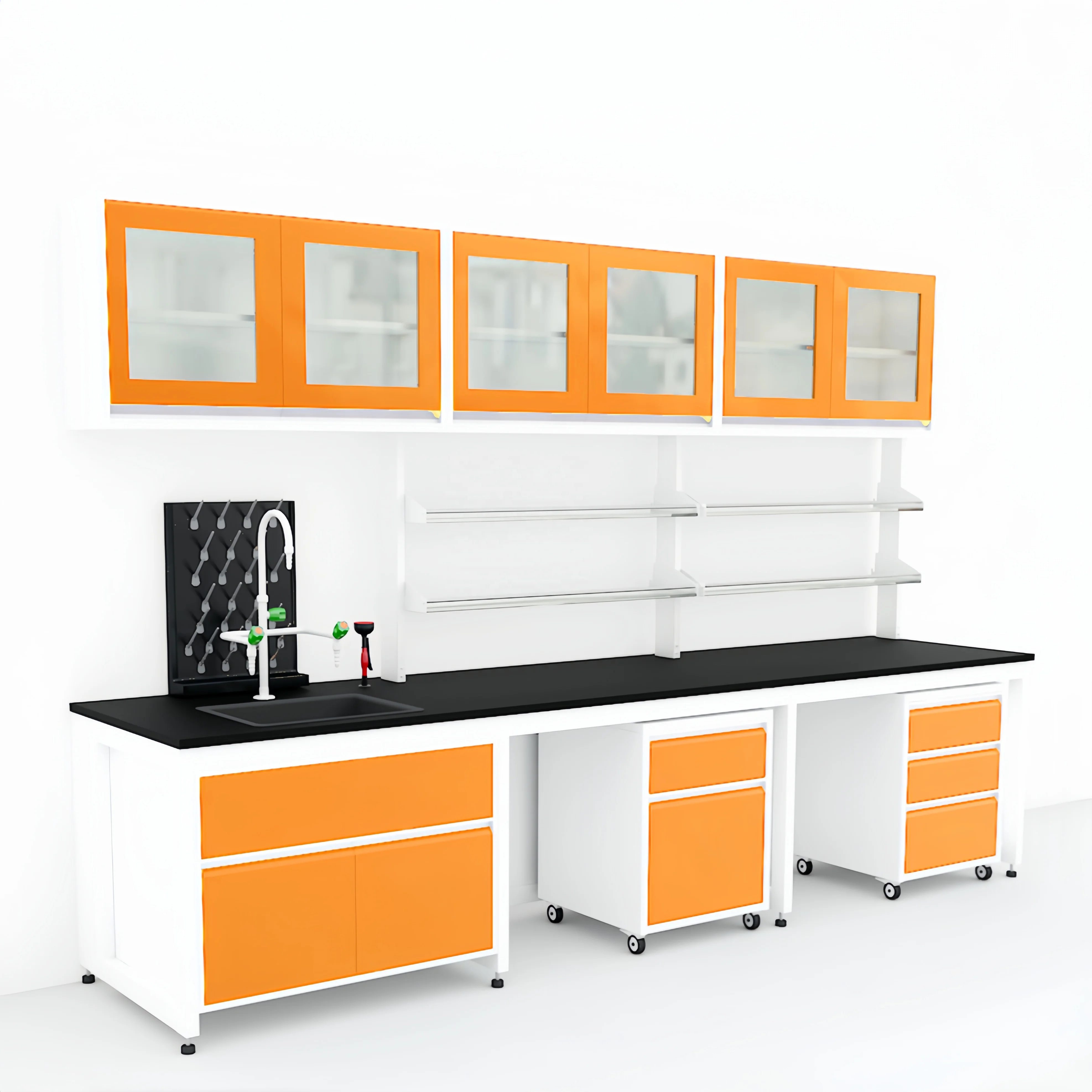 Orange Mobile Modular Chemical-Proof Laboratory Furniture H-Frame Lab Work Bench